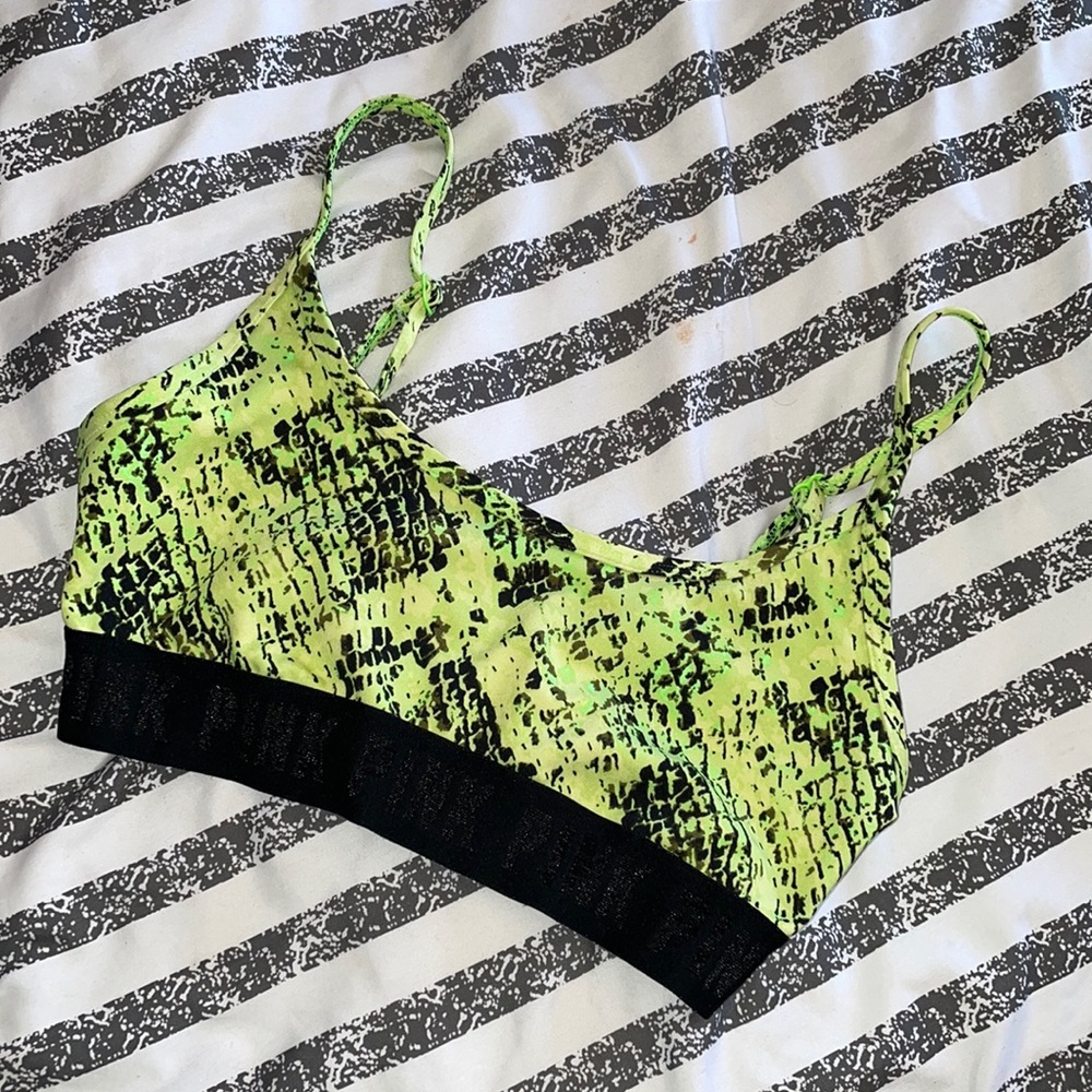 PINK green sports bra
